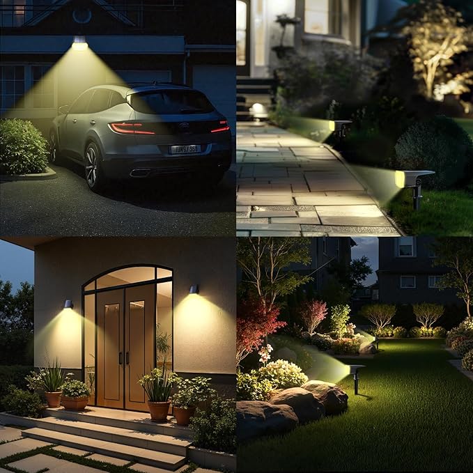 TECKNET Spot Lights Outdoor with 59 LED, 8 Pack Solar Lights Waterproof IP65, Auto On/Off Solar Spot Lights Outdoor, 3 Lighting Modes Solar Powered Garden, 2-in-1 Solars Landscape Light(Warm White)