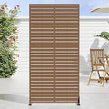 Casaphoria Metal Privacy Screen Outdoor, 72" H x 35" W Freestanding Decorative Privacy Screen for Patio Deck Balcony Garden with Stable Base, Brown-Louvered