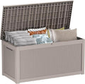 261 Gallon Outdoor Deck Box, Lockable Waterproof Outdoor Storage Boxes For Garden Tools,Indoor Cushions,Accessories Outside Storage Resin Weatherproof Container(Grey)
