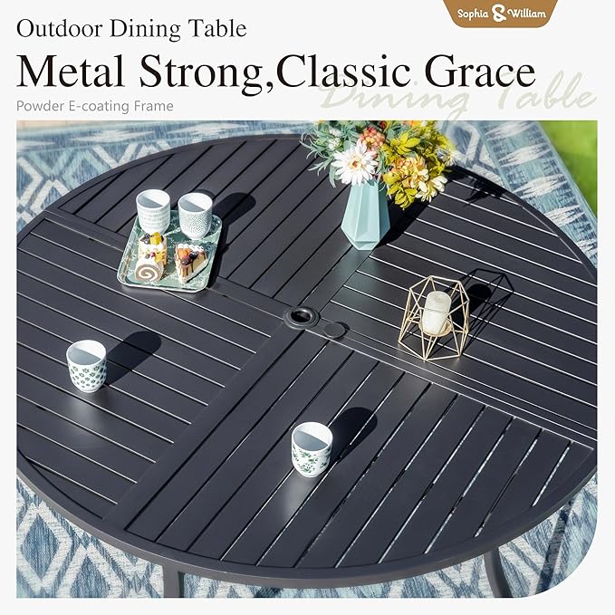 Sophia & William Patio Sets 5 Pieces Patio Dining Set for 4, Textilene Swivel Dining Chairs Padded with Round Metal Dining Table Outdoor Dining Furniture All Weather Textilene for Garden Porch