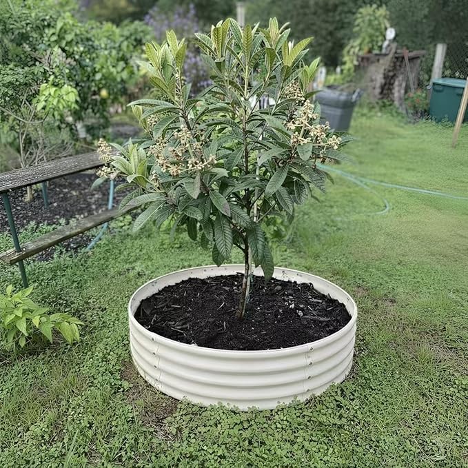 Round Galvanized Raised Garden Bed, 5x5FT, 12" Depth for Outdoor Gardening, Heavy Duty Metal Planter Box for Vegetables, Flowers & Herbs, Rust-Resistant, Easy DIY Assembly