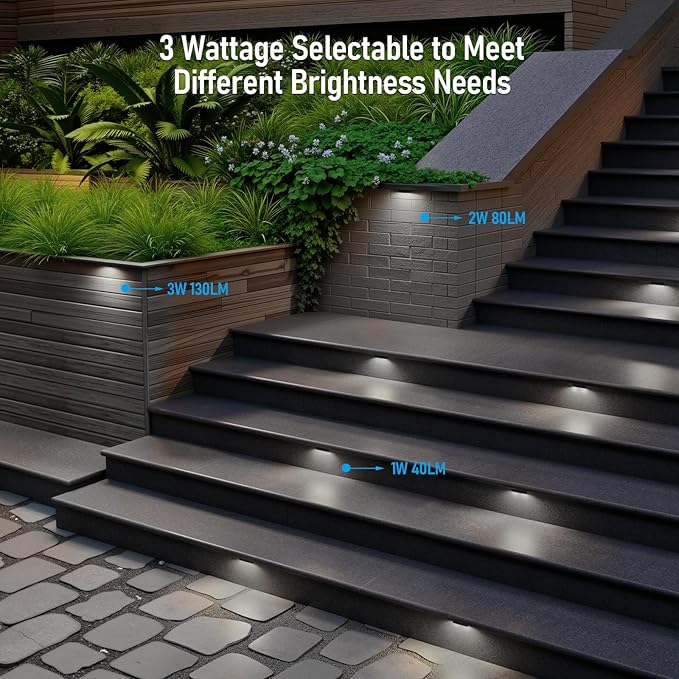 LEONLITE 8-Pack 4 Inch LED Hardscape Lighting, Update Retaining Wall Lights, LED Landscape Lighting, 12-24V AC/DC Paver Light Low Voltage, 1W/2W/3W Dimmable Outdoor Step Lights, 5000K Daylight, ETL