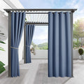 RYB HOME Outdoor Curtains for Patio Waterproof Block Sunlight Thermal Insulated Privacy Assured Thick Outside Curtains for Porch, Gazebo, Pergola, W52 x L95, Stone Blue, 1 Panel
