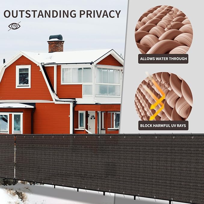 LOVE STORY Custom Size 3'x18' Brown Balcony Privacy Screen,UV Block Privacy Fence Screen,90% Shield for Outdoor Pool Garden Apartment Railing