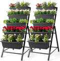 SEJOV 2 Pack Vertical Raised Garden Bed, 5 Tiers Elevated Planter Box for Herbs Vegetables Flowers, Graden Vertical Planter with Drainage System for Patio Balcony Garden Outdoor Indoor Plants, Black