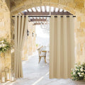RYB HOME Outdoor Curtains for Patio Waterproof Block Sunlight Thermal Insulated Privacy Assured Thick Outside Curtains for Pergola, Cabana, Gazebo, W52 x L72, Biscotti Beige, 1 Panel
