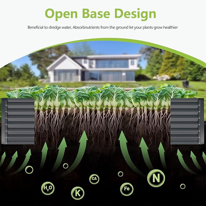 8x2x2FT Galvanized Raised Garden Bed,Galvanized Planter Boxes Outdoor, Large Metal Raised Garden Beds for Vegetables-Grey