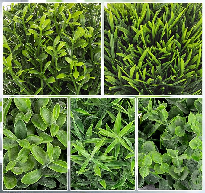 Fake Plants,5 Pack Small Fake Plants Mini Potted Artificial Eucalyptus Greenery Plastic Green Grass Plants for Indoor Outdoor,Mini Faux Plant for Shelve Desk Table Farmhouse Bathroom Shelf Decor