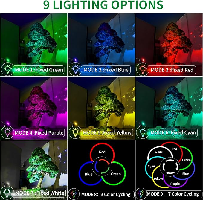 JSOT 4 Pack Halloween Solar Spot Lights Outdoor- RGB Solar Lights Outdoor Waterproof Color Changing Spotlights Christmas Decor, Outside Landscape Lighting for Yard Driveway Tree