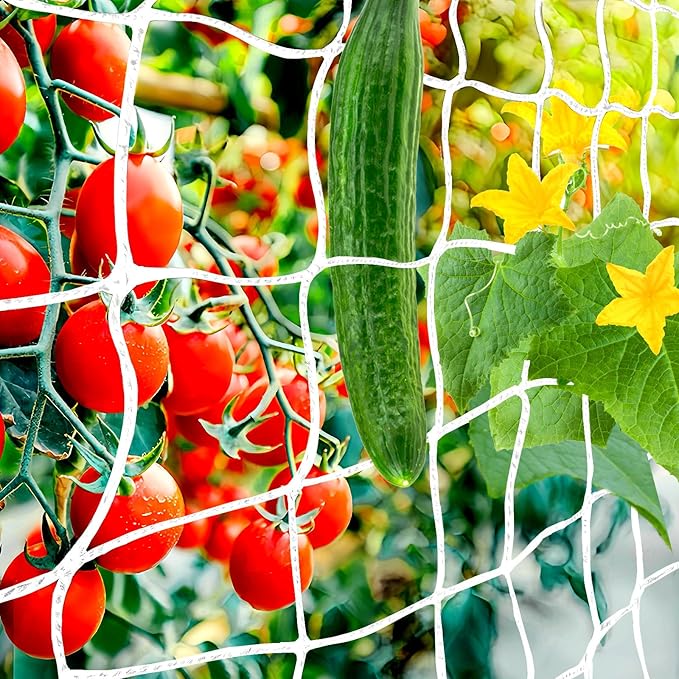6x15FT Plant Trellis Netting,Heavy-Duty Garden Grow Net Polyester Square Mesh Nets for Climbing Plants,Tomatoes,Cucumbers,Beans,Fruits,Flowers