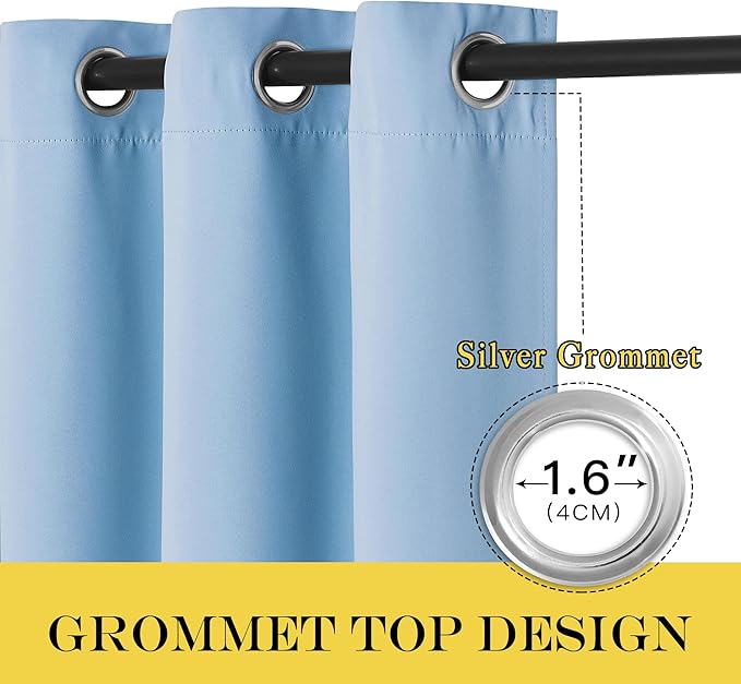 NICETOWN Blue Room Divider Curtains 100 inches Wide Curtains, Grommet Thermal Insulated Blackout Window Treatment Room Darkening for Sliding Glass Door Bedroom, 1 Panel, W100 x L84