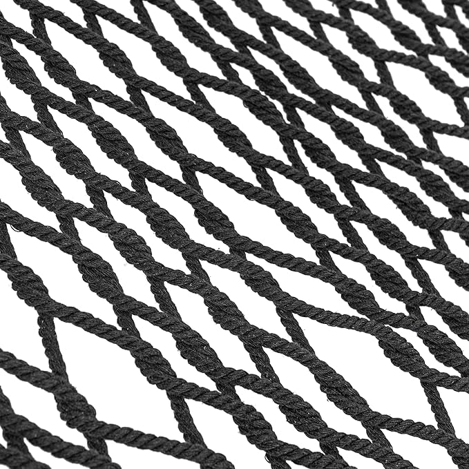 Lazy Daze Hammocks Double Rope Hammock, 2 Person Traditional Outdoor Hand Woven Cotton Rope Hammock with Spreader Bar, Carabiners, Tree Straps, Chains for Patio Yard - Max 450 Lbs, Dark Grey