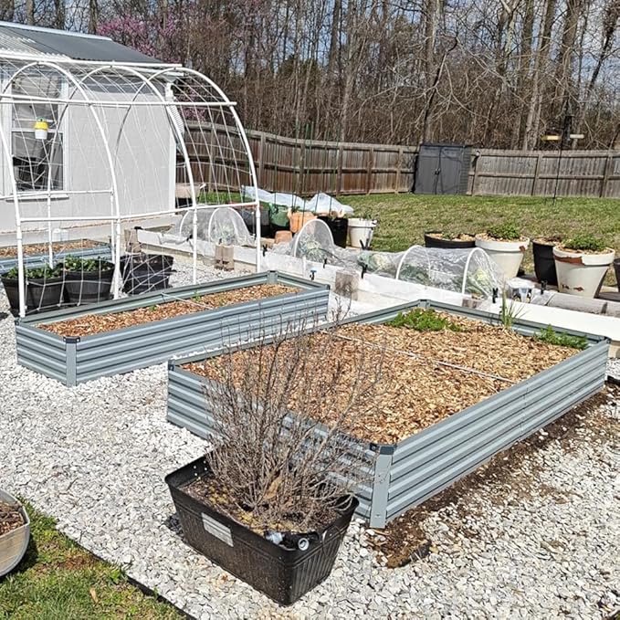 8x4x1ft(2 PCS) Galvanized Raised Garden Bed,Outdoor Planter Box Metal Patio Kit Planting Bed for Vegetables Flowers Herb,Gray