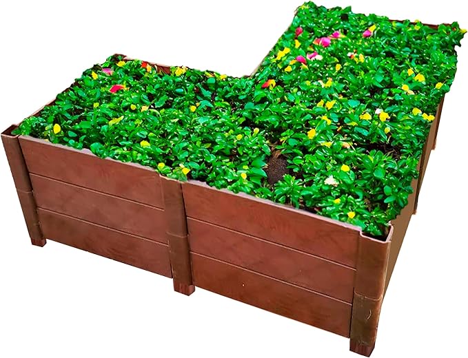 Dalen Modular Raised Bed Garden – Faux Wood – 8 Panel Starter Pack – Makes Square Foot Gardening Easy – 12x9 in