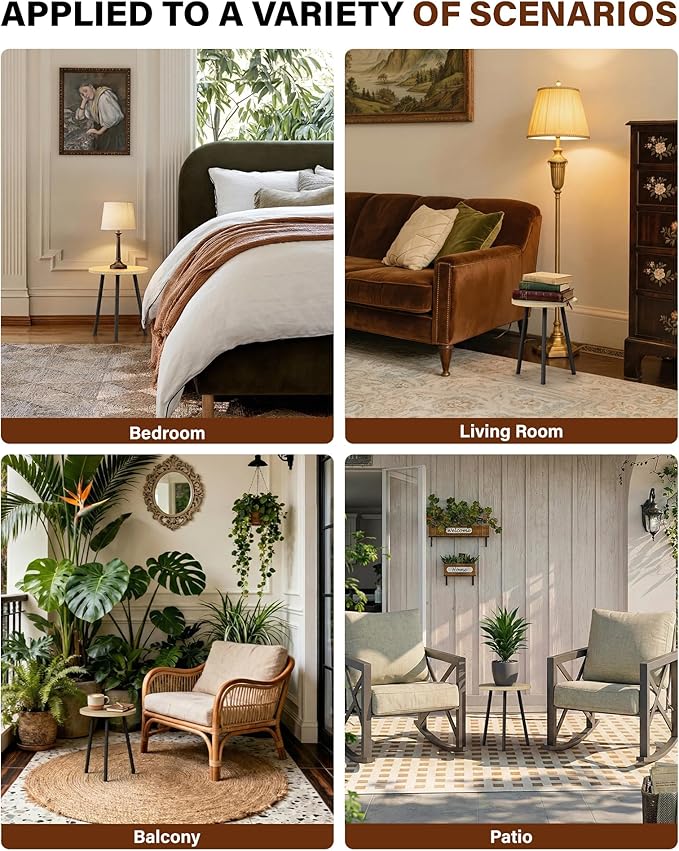 Plant Stand Indoor 14'': Indoor Plant Stand 2 Pack Metal Plant Table - Wood Plant Stool Outdoor Small Round Side End Table Mid Century Modern Decor - Home Decor