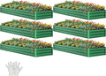 YITAHOME 6pcs 12x4x1 ft Galvanized Raised Garden Bed Kit, Large Metal Planter Box with Gloves, Safety Rubber & Support Rod, Outdoor Flower Bed for Plants Vegetables, Black