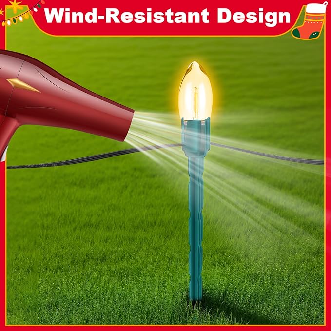 60 Pcs 7.5 Inch Christmas Light Stakes, Christmas Yard Stakes for C7 C9 Christmas Lights, Garden Path Walkway Holiday Decorations(Green)