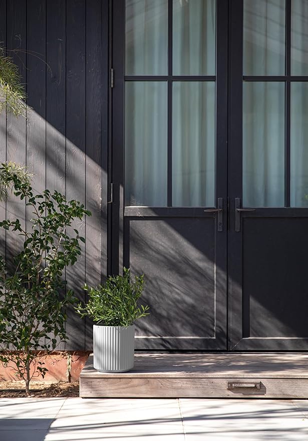 Veradek Demi Series Round Planter for Porch, Patio, Backyard | Durable Plastic-Stone Composite Material | Modern Décor for Tall Plants, Flowers