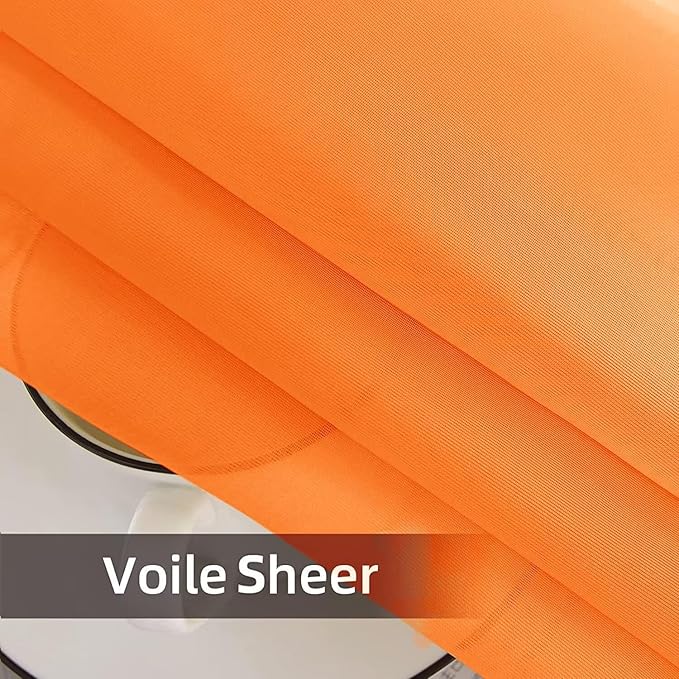 SpaceDresser Waterproof Outdoor Sheer Curtains for Patio - 2 Panels Rod Pocket Indoor Voile Sheer Curtain for Living Room,100W x 120L inch, Orange