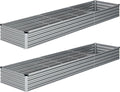 2PCS Galvanized Raised Garden Bed Kit,Vegetable Boxes-Rectangle Metal Flower Box,Large Planter Raised Beds Outdoor Garden for Planting,Fruit,Herb-Silver