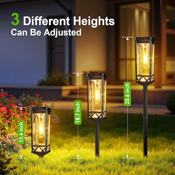 KOOPER Taller Solar Pathway Lights Outdoor, 8 Pack Upgraded Brighter Solar Garden Lights Solar Powered, Up To 15 Hours Outdoor Solar Lights for Yard Landscape Lighting Path Walkway Driveway Sidewalk