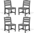 SERWALL Outdoor Dining Chairs Set of 4, All-Weather HDPE Patio Chair with 19.7" Widened Seat, for Backyard, Garden, Gray
