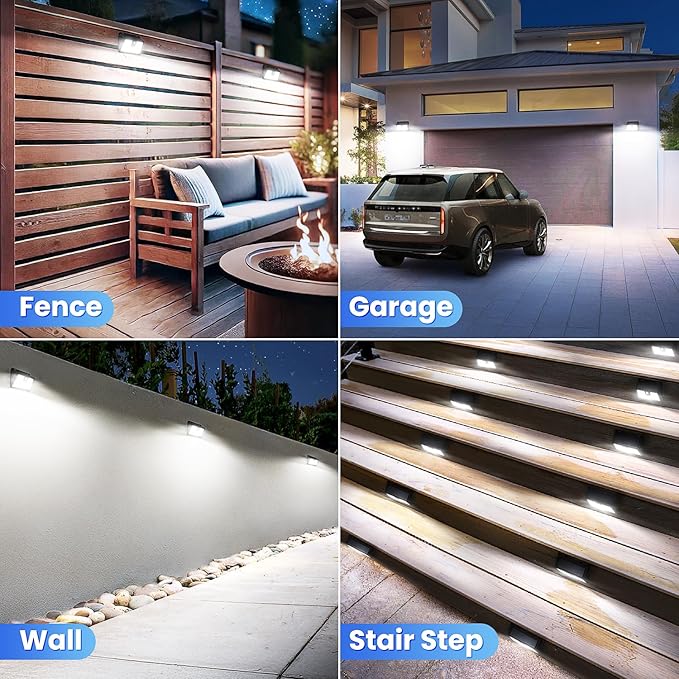 [10 Packs] Solar Motion Sensor Outdoor Lights, Super Bright Solar Lights Outdoor Waterproof, 3 Lighting Modes Security Wall Light for Outside Walking Dog Fence Backyard Deck Garden Door Step Garage