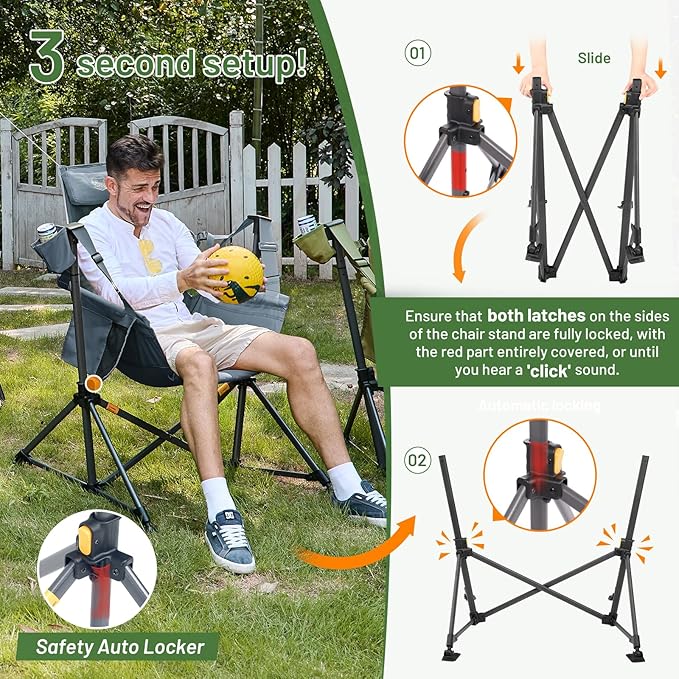 TIMBER RIDGE Hammock Camping Chair, Oversized Swinging Hammock Chair with Adjustable Back and Seat for Outdoor Lawn, Sports, Supports 400lbs, Grey