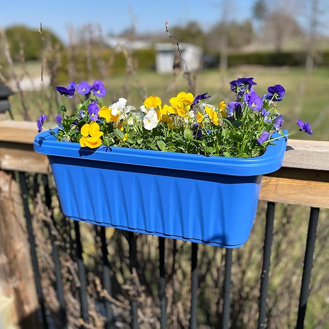 Apollo Exports International 20" Adjustable Railing Planter, Blue