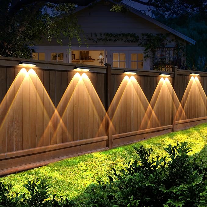 Solar Fence Lights - 2PK Solar Outdoor Light Warm White/Daylight White/Cold White 3 Modes Deck Lights for Outside, Deck Fences, Stair Railings, Pools and Walls