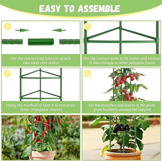 Legigo 6-Pack Tomato Cage for Garden Plant Support- Up to 48inch Garden Stakes Tomato Cage, Tomato Trellis for Potted Plants, Tomato Cages Plant Stakes for Climbing Vegetables Plants Flowers
