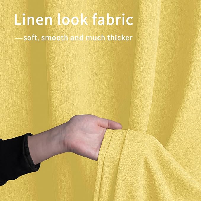 Easy-Going Linen Look Outdoor Curtains Waterproof Windproof Porch Curtains, Soft Thicken Outdoor Privacy Curtains for Patio, Gazebo, Grommet Top and Tab Bottom Drape, 1 Panel, 54x120 inch, Yellow