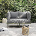 Sundale Outdoor 2 Pieces Metal Patio Furniture Set, Outdoor Sectional Sofa w/6 Inch Olefin Cushion, Modern Outdoor Conversation Sets for Porch, Balcony