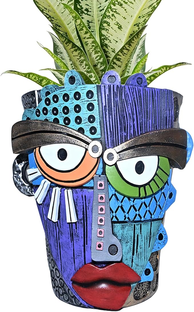 Abstract Face Planter Pots for Plants,Hand-Painted Colorful Flower Pots with Drainage,Indoor Outdoor Garden Decor Gift(Eclectic,Small)