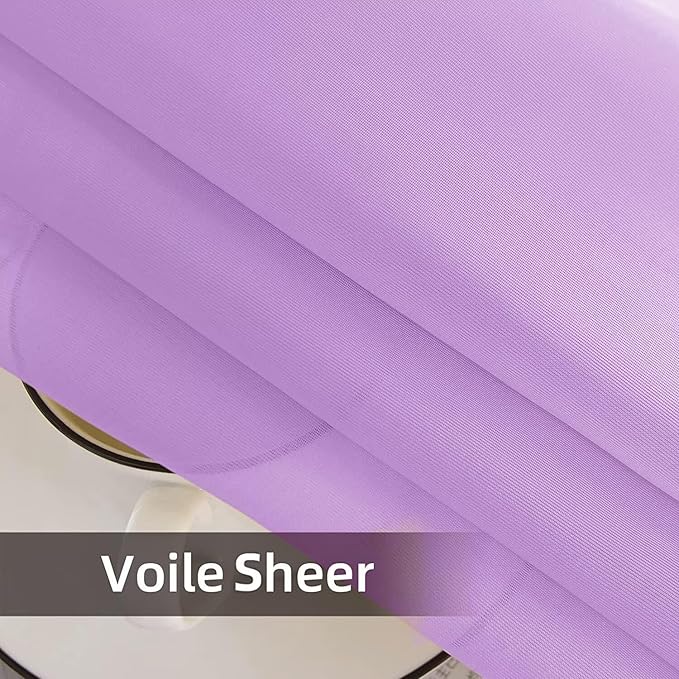 SpaceDresser Waterproof Outdoor Sheer Curtains for Patio - 2 Panels Rod Pocket Indoor Voile Sheer Curtain for Living Room,52W x 96L inch, Lavender