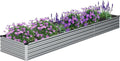 12x2x1FT Galvanized Raised Garden Bed Kit,Vegetable Boxes-Rectangle Metal Flower Box,Large Planter Raised Beds Outdoor Garden for Planting,Fruit,Herb-Silver