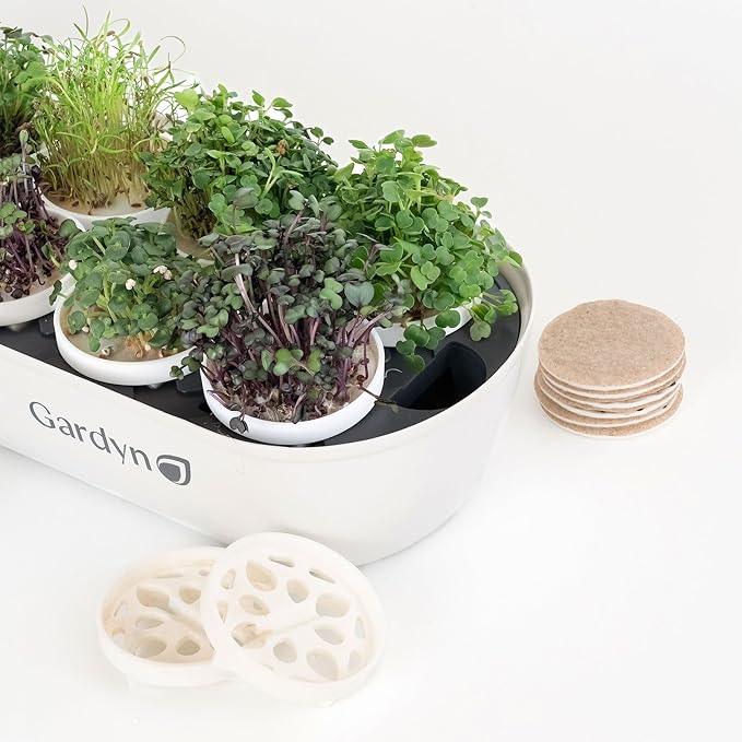 GARDYN Complete Microgreens Growing Kit - Indoor Herb Garden - Indoor Hydroponics Growing System Kit Nursery Seed Starter Tray, 20 Seed Pads, Bamboo Wicks,10 Grow Plates