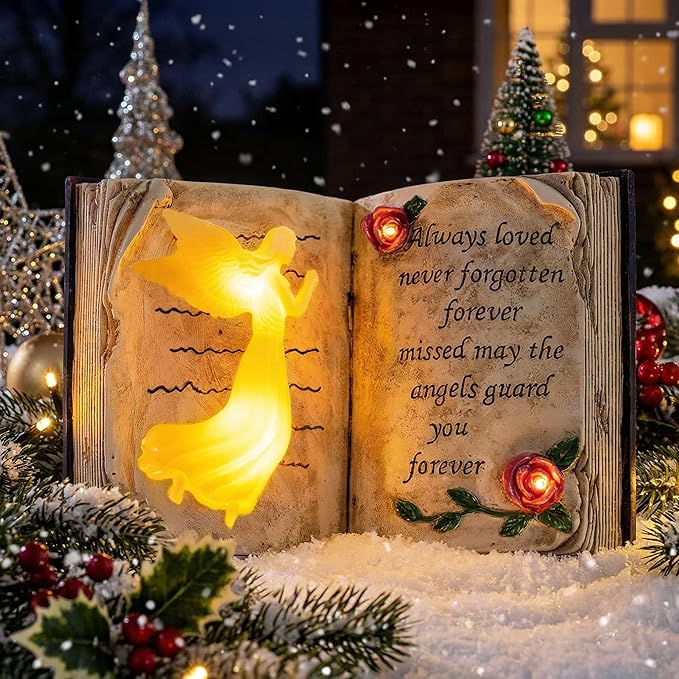 Outdoor Solar Angel Garden Stakes Lights - Praying Guardian Angel Figurines, Waterproof Memorial Grave Decorations Gifts for Cemetery Outdoors Lawn Yard Patio Home Decor