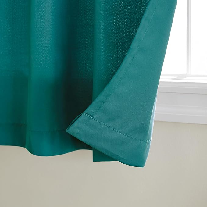 TOWN & COUNTRY BASICS Cabana Solid Heavyweight Indoor Outdoor Curtains, Light Filtering Opacity with Grommet Top, Water Repellent, 2-Pack Set, 54"x96", Dark Teal