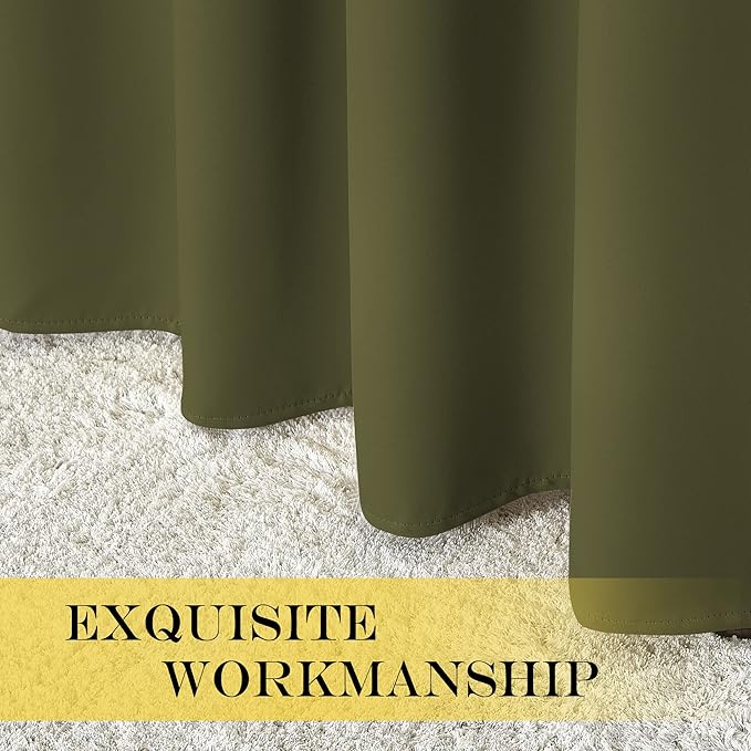 NICETOWN Blackout Curtains & Drapes - Privacy Thermal Efficiency Backdrop Curtains for Bedroom Room Divider Living Room Patio Sliding Glass Door, Wide 80 x Long 144 inch, Olive Green, 1 Panel