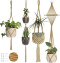 Nook Theory 4-Pack Macrame Plant Hangers with 8 Hooks - Hanging Planters for Indoor Plants, Boho Macrame Hangers Indoor Outdoor, Decorative Plant Hanger Indoor (Caramel)