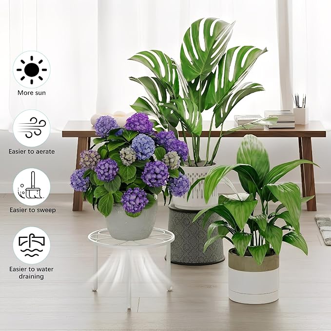 5 Pack Heavy Duty Metal Iron Plant Stand,Anti-Rust Iron Flower Pot Stand Holder for Multiple Display Plant Racks,Potted Plant Shelf for Living Room Balcony