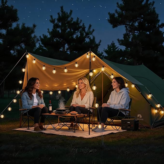 RTTY Dense-Glow Outdoor String Lights 60 ft, G40 Led Patio Globe Lights with 32pcs Plastic Bulbs,Shatterproof Waterproof Connectable Hanging for Porch Cafe Bistro Backyard Gazebo Balcony Deck Party
