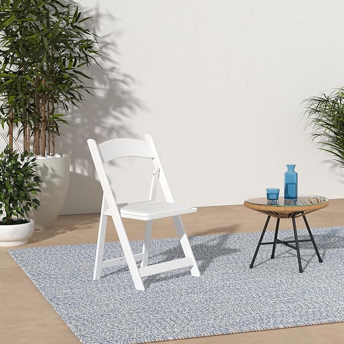 SIMPLEX 12 White Folding Chairs – Resin Stackable Foldable Chairs with Padded Seats – Comfortable White Folding Chairs for Indoor/Outdoor Events – Lightweight Resin Chairs (Set of 12)