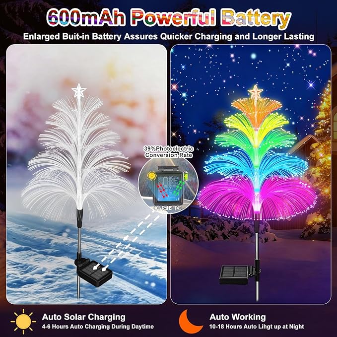 Solar Lights Outdoor Waterproof 7 Colorful Changing Ice Cream Rainbow Jellyfish Lights 3 Pack Solar Garden Lights Decor for Outside Yard Patio Pathway Decorations, Gifts for Mother's Women Kids