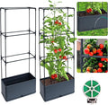 2 Packs Raised Garden Bed Tomato Planter Box with Trellis, 43.4" Self-Watering Tomato Cage with Rectangular Trellis for Climbing Plants, Flowers, Vegetables, Vine in Patio Garden Indoor Outdoor