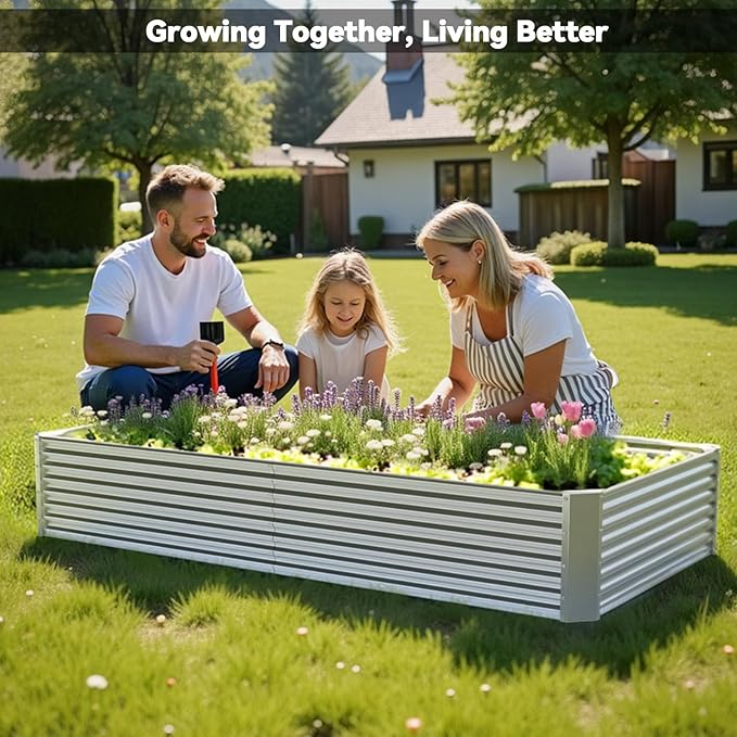 4 Pack 6x3FT Raised Beds for Gardening, Corrugated Galvanized Steel Raised Garden Bed, Outdoor Metal Above Ground Garden Bed for Vegetables and Flowers(Rectangular)