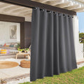 RYB HOME Extra Wide Outdoor Curtains for Patio Waterproof Heavy Duty Thermal Insulated in Summer Full Coverage Privacy for Gazebo, Cabana & Pergola, W100" x L90", Grey, 1 Panel