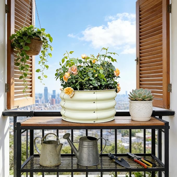 GARDMAX 2x2x1FT Galvanized Round Raised Garden Bed Kit, Metal Planter Boxes Outdoor with Easy Assembly, Large Garden Bed for Vegetables, Fruits, Flower, Herbs Milk White
