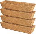 4 Pack 30 Inch Trough Coconut Liners for Window Box Deck Planter Natural Coco Fiber Replacement Liner for Outdoor Plants Rectangular Coir Planters for Porch Balcony Garden Decor